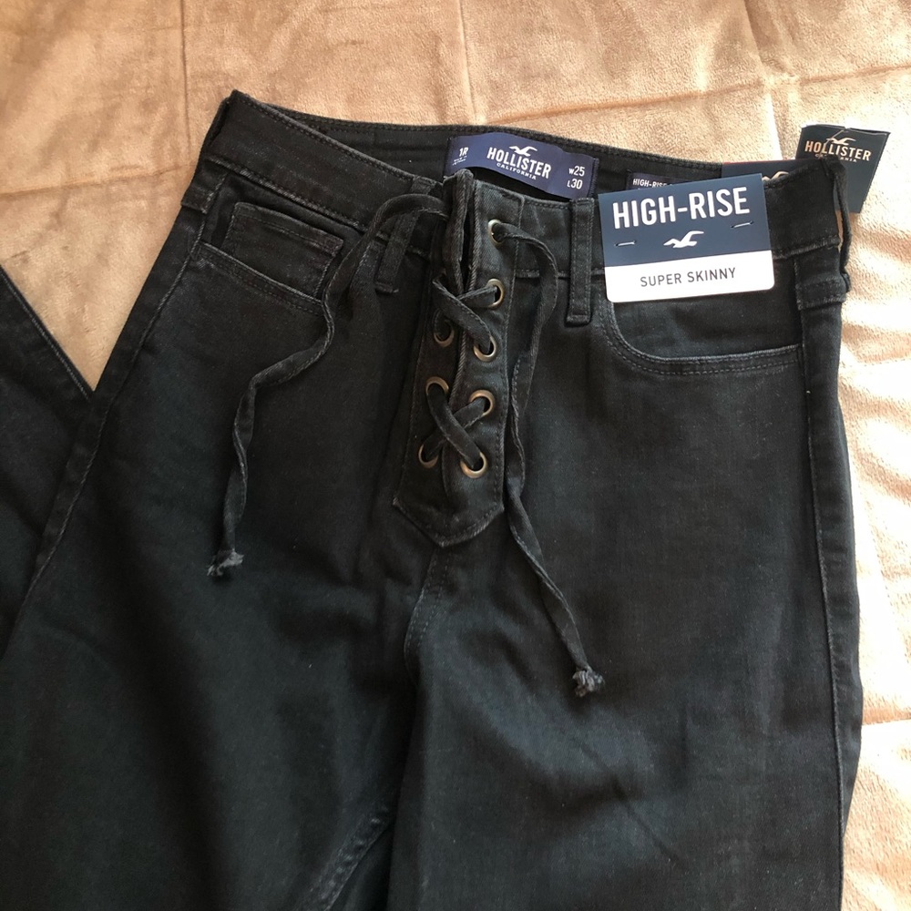 NWT Hollister Black Lace-Up Jeans